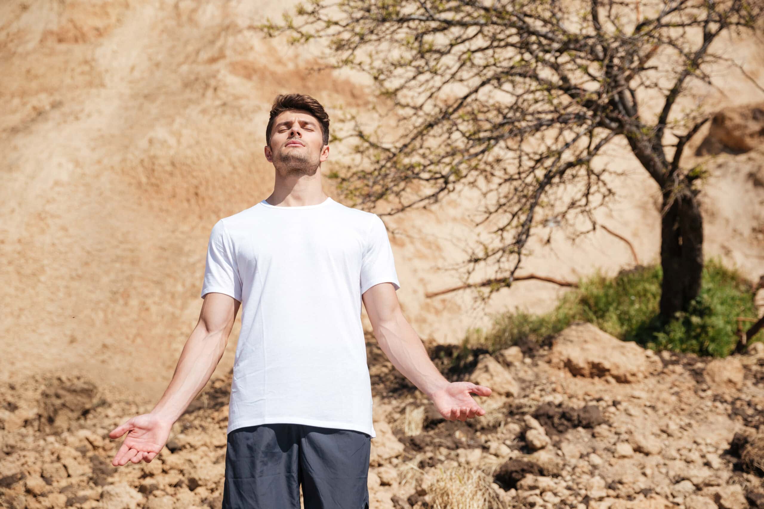 Man in nature after attending a meth addiction treatment in Arizona.