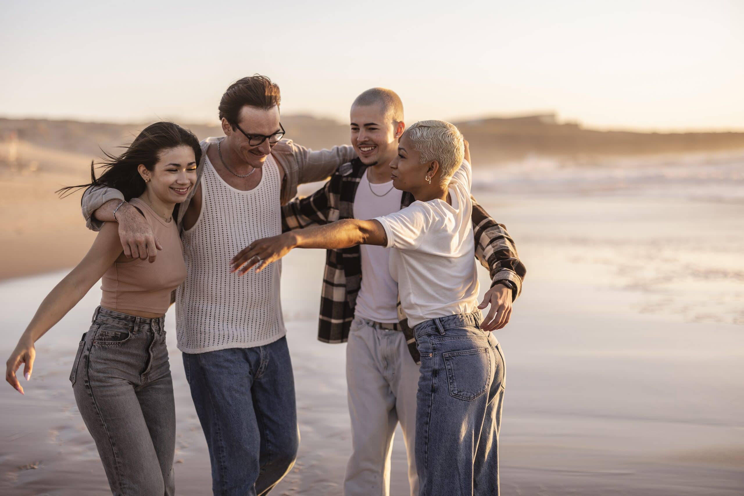 Group of friends showing fun ways to celebrate sobriety.